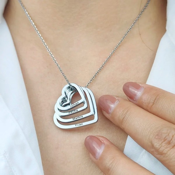 Colar Feminino Corações Personalizados